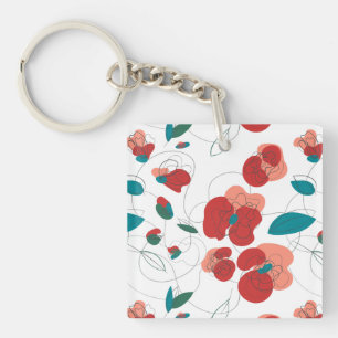 Porte-clés Fleur sauvage Wonderland motif de fleurs stylisé