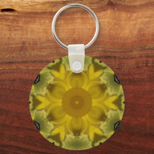 Porte-clés Fleur soleil éclate dorée (Verso)