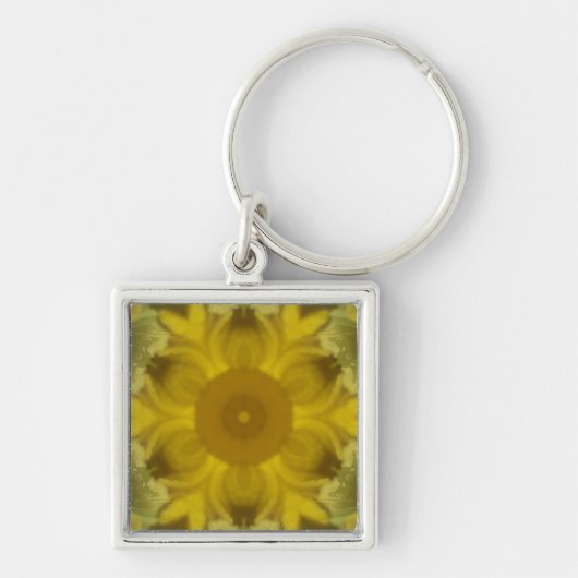 Porte-clés Fleur soleil éclate dorée (Devant)