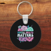 Porte-clés Fleur super Rétro, Santé mentale, ça compte Prix (Verso)