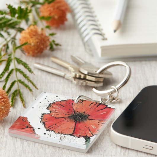 Porte-clés Fleur sur un arrière - plan blanc (Devant Droit)