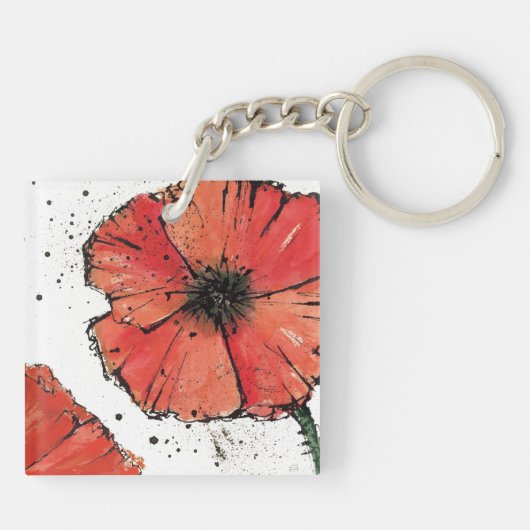 Porte-clés Fleur sur un arrière - plan blanc (Dos)