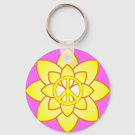Porte-clés Fleur Symbole de Paix - Jaune (Recto)