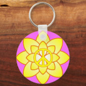 Porte-clés Fleur Symbole de Paix - Jaune (Recto)