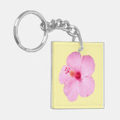 Porte-clés Fleur tropicale d'hibiscus rose (Devant gauche)