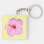 Porte-clés Fleur tropicale d'hibiscus rose (Dos)