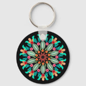 Porte-clés Fleur Turquoise Et Orange (Verso)