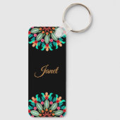 Porte-clés Fleur Turquoise Et Orange (Verso)