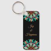 Porte-clés Fleur Turquoise Et Orange (Recto)