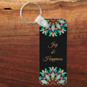 Porte-clés Fleur Turquoise Et Orange (Recto)