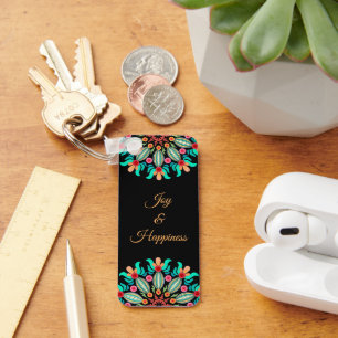 Porte-clés Fleur Turquoise Et Orange