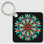Porte-clés Fleur Turquoise Et Orange (Recto)