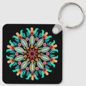 Porte-clés Fleur Turquoise Et Orange (Dos)