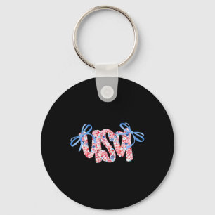 Porte-clés Fleur Usa Coquette Bow 4 Juillet Amérique