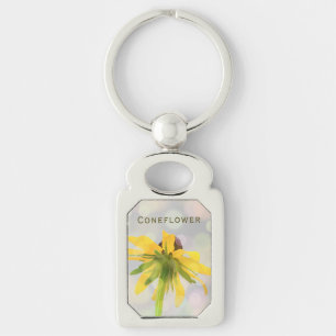 Porte-clés Fleur vert jaune personnalisé Fleur sauvage Photo 