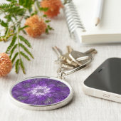 Porte-clés Fleur Violette Abstraite Psychedelique Art Fractal (Côté)