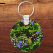 Porte-clés Fleur violette et abeille boursouflante (Recto)