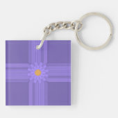 Porte-clés Fleur Violette Simple sur Croix Moderne (Dos)