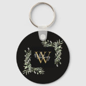 Porte-clés Fleurie de verdure Monogramme Or Noir (Verso)