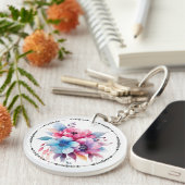 Porte-clés Fleurs à l'aquarelle conception florale (Devant droit)