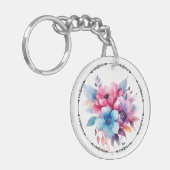 Porte-clés Fleurs à l'aquarelle conception florale (Devant gauche)