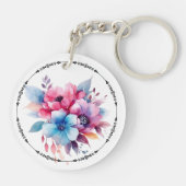 Porte-clés Fleurs à l'aquarelle conception florale (Dos)