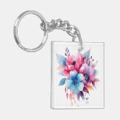 Porte-clés Fleurs à l'aquarelle conception florale (Devant gauche)