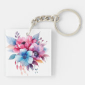 Porte-clés Fleurs à l'aquarelle conception florale (Dos)
