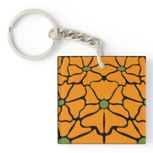 Fleurs Abstraites Modernes Vertes et Orange