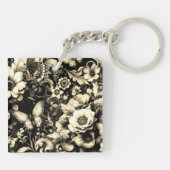 Porte-clés Fleurs Antiques Dorées avec Papillons (Dos)