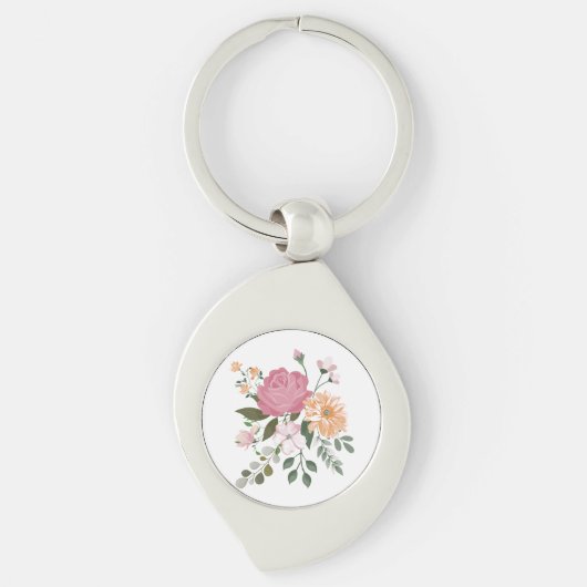 Porte-clés Fleurs aquarelle (Devant)