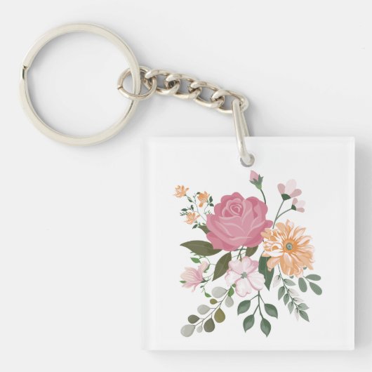 Porte-clés Fleurs aquarelle (Devant)