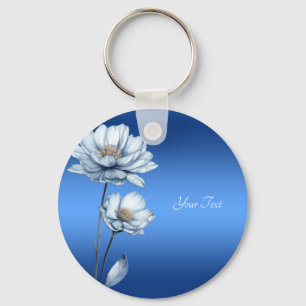 Porte-clés Fleurs Aquarelle Bleue