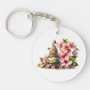 Porte-clés Fleurs aquarelle Jardin Gnome