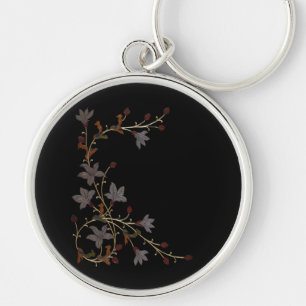 Porte-clés Fleurs Art Déco sur fond noir
