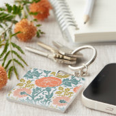Porte-clés Fleurs, Art Vintage Graphique (Devant Droit)