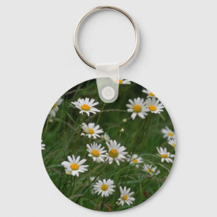 Porte-clés fleurs blanches de marguerite des prés