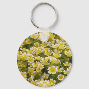 Porte-clés Fleurs blanches d'or soleil