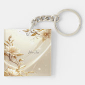 Porte-clés Fleurs Blanches et Dorées (Dos)