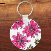 Porte-clés Fleurs blanches et roses (Recto)