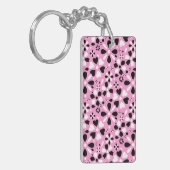 Porte-clés Fleurs blanches noires mignonnes (Devant gauche)