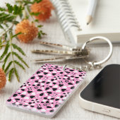 Porte-clés Fleurs blanches noires mignonnes (Devant droit)