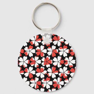 Porte-clés Fleurs blanches rouges mignons motif