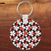 Porte-clés Fleurs blanches rouges mignons motif (Recto)