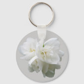 Porte-clés Fleurs blanches sur Arrière - plan gris clair (Recto)
