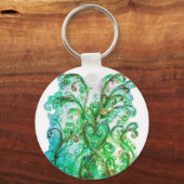 Porte-clés FLEURS BLANCHES vert vif bleu jaune (Recto)