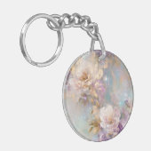 Porte-clés Fleurs blanches violettes d'or féminin (Devant gauche)