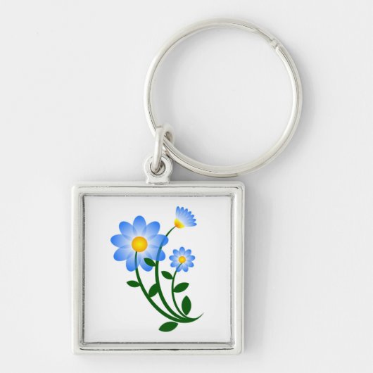 Porte-clés Fleurs bleues (Devant)