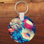 Porte-clés Fleurs bleues Arrière - plan-1 (Recto)