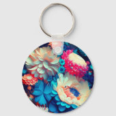 Porte-clés Fleurs bleues Arrière - plan-1 (Verso)